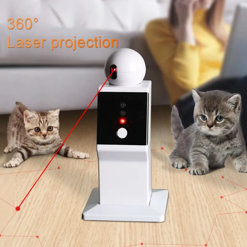 

Светодиодная Лазерная забавная игрушка, вращающаяся на 360 градусов тренировочная игрушка для кошек, USB-игрушка для кошек, игрушка-робот