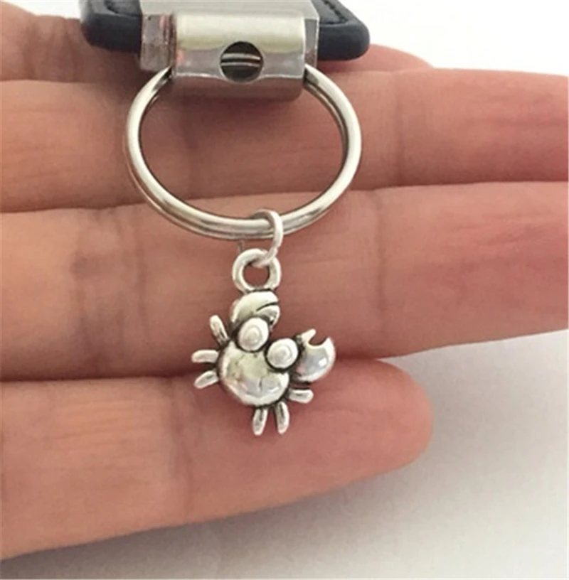 Tiny Crab Keychain, Dainty Crab Charm Keyring, Sea Ocean Beach Keychain Key Ring, Crab Purse Charm, Crab Jewelry