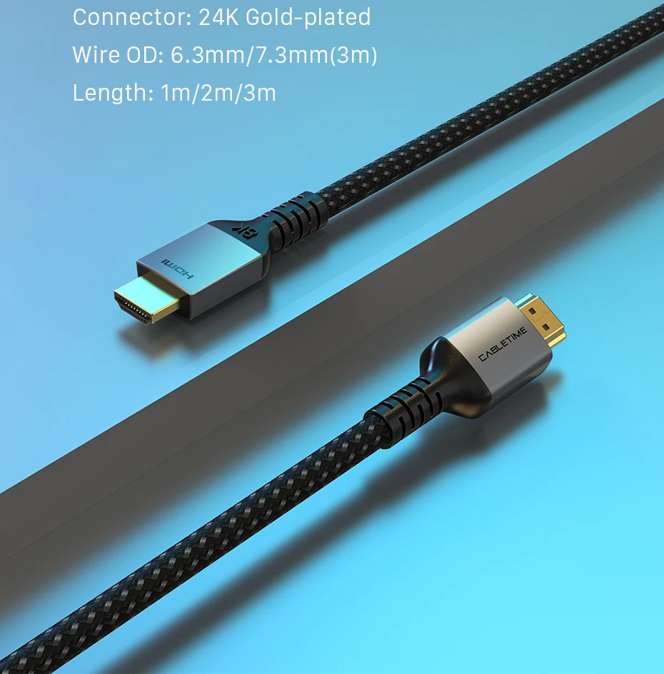 CABLETIME 8K HDMI-Kabel HDMI-kompatibel 2.1 8K/60Hz 4K/120Hz für PS5 Xiaomi TV Box Ultra High Speed zertifiziert 48 Gbit/s ﻿ – Detail 18