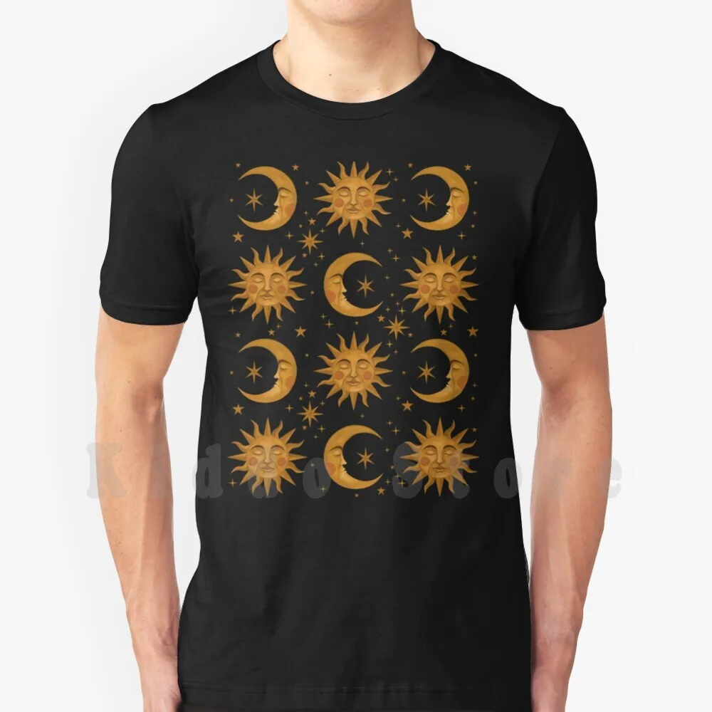 Celestial Dreams T Shirt Cotton Men DIY Print Cool Tee Traditionalmedia Handpainted Gouache Pattern Sun Sol Solar Moon Luna