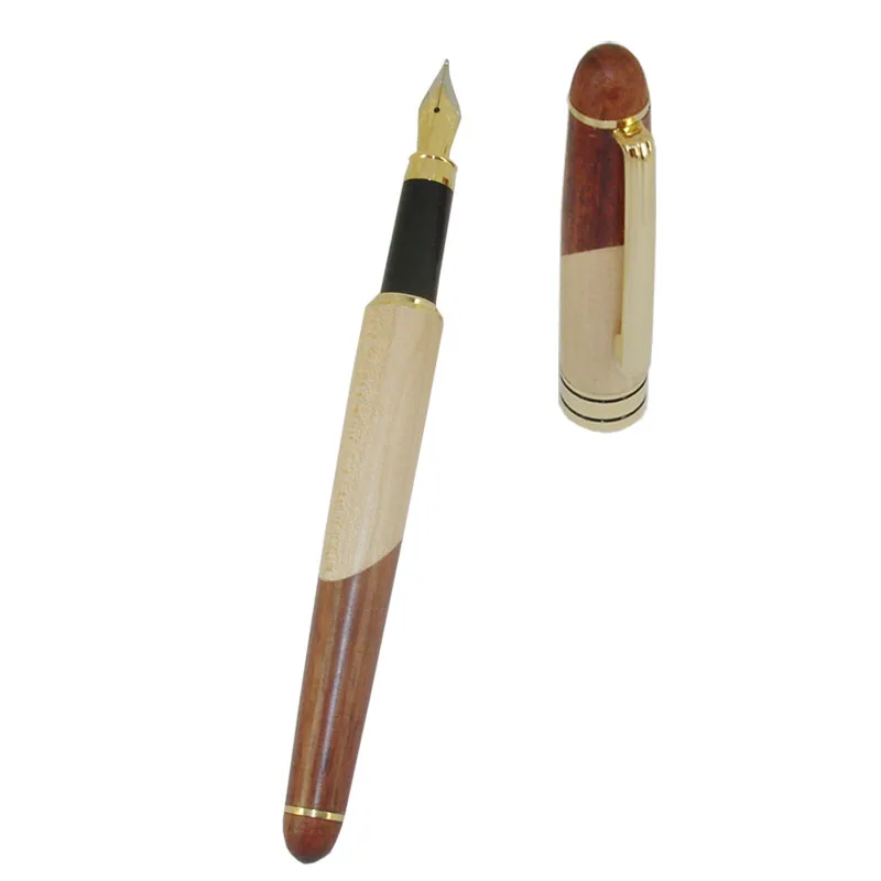 ACMECN Unisex Wooden Pen with Maple & Rosewood Splicing Patern High Quality Calligraphy Art Fountain Pens for School Students