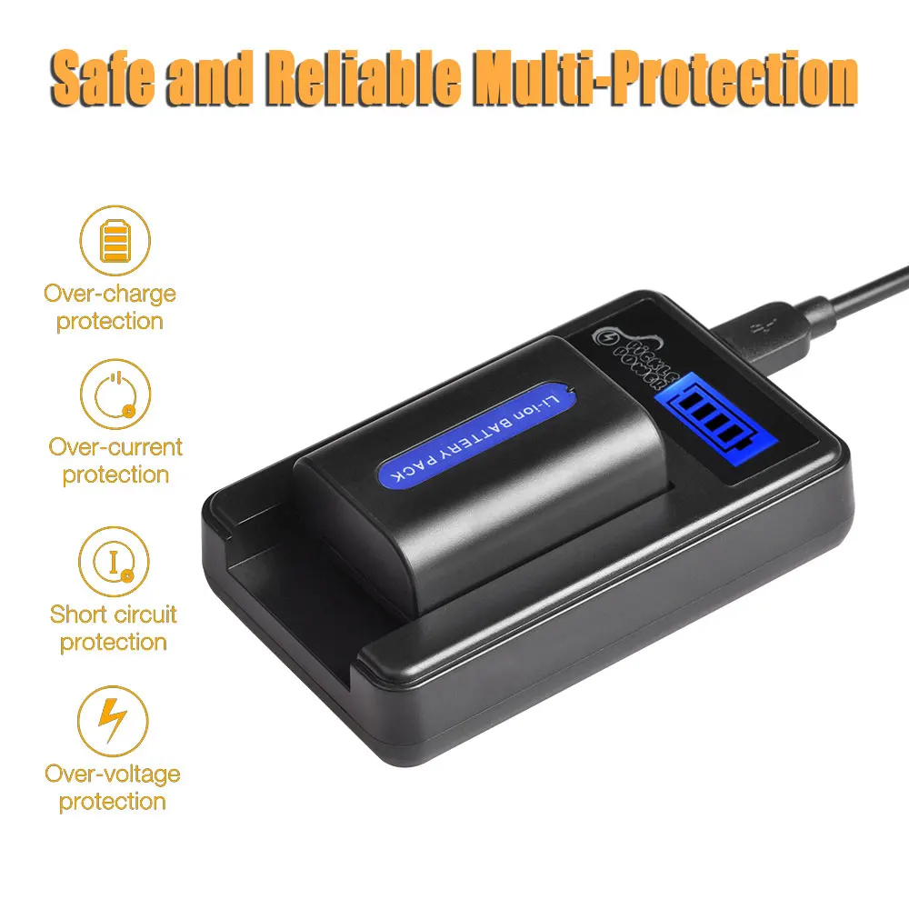 NP-FH50 Battery for Sony HX1 HX100 HX200 A230 A290 A330 A390 CX100E CX500E CX520E HC9E SR11E SR TG3 TG5 TG7 + Charger