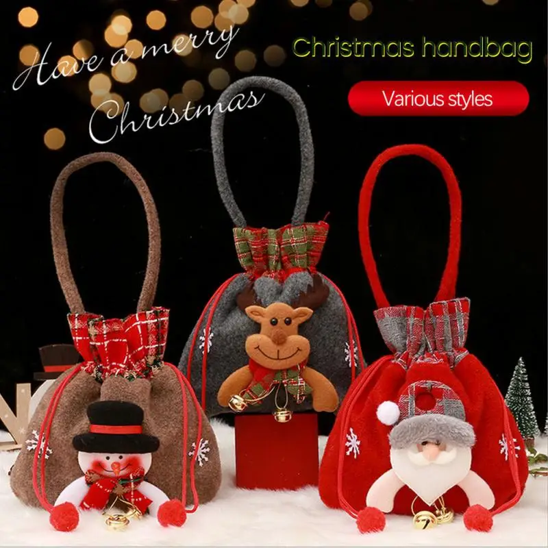 New Year Christmas Decorations Santa Claus Sack Gift Bag Plush Children's Candy Bag Eve Gift Apple Bag Christmas Party Supplies