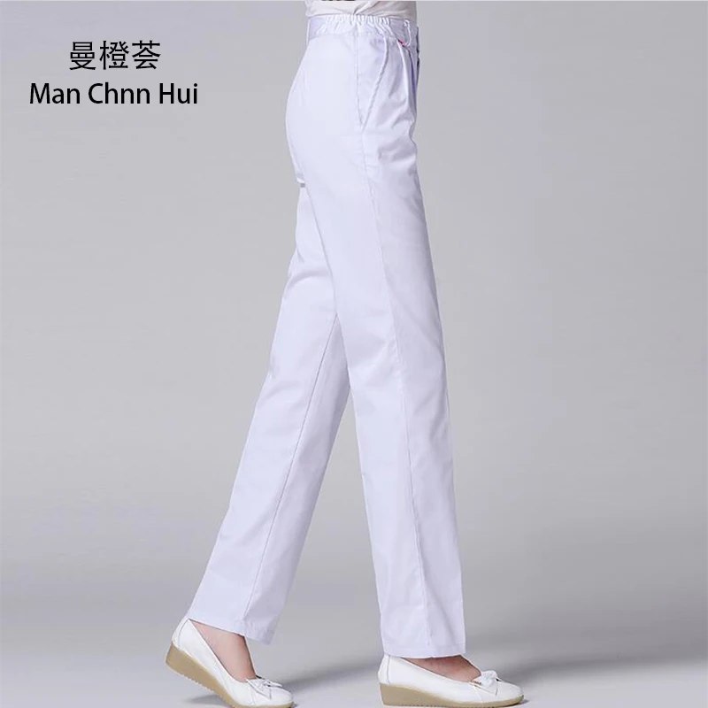 Laboratory clothing female nurse pants slim white pants scrub pants beauty salon work pants summer High Quality Nursing pants