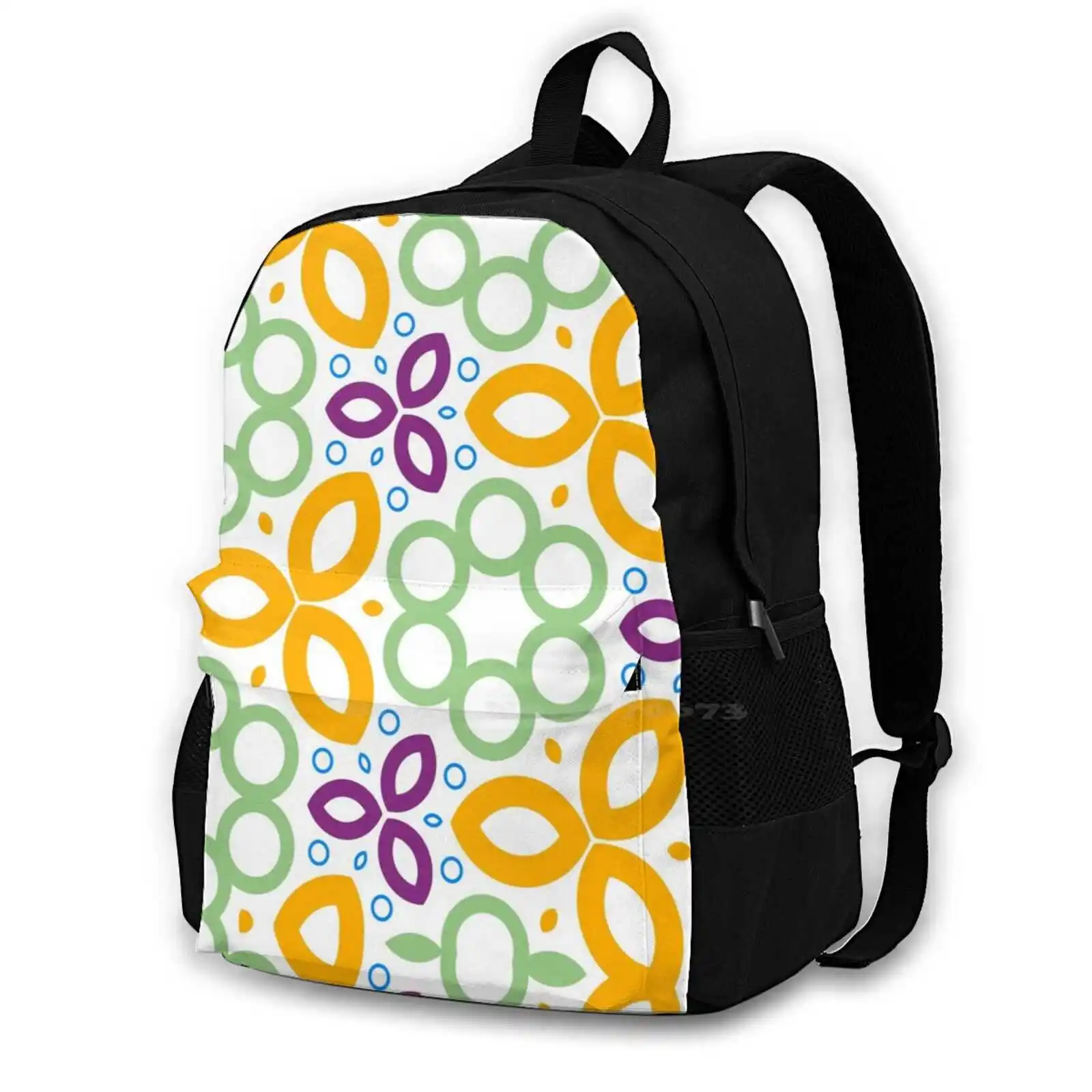 Creative Circle Decoration Seamless Colorful Repeat Pattern School Bags For Teenage Girls Laptop Travel Bags Circle Line