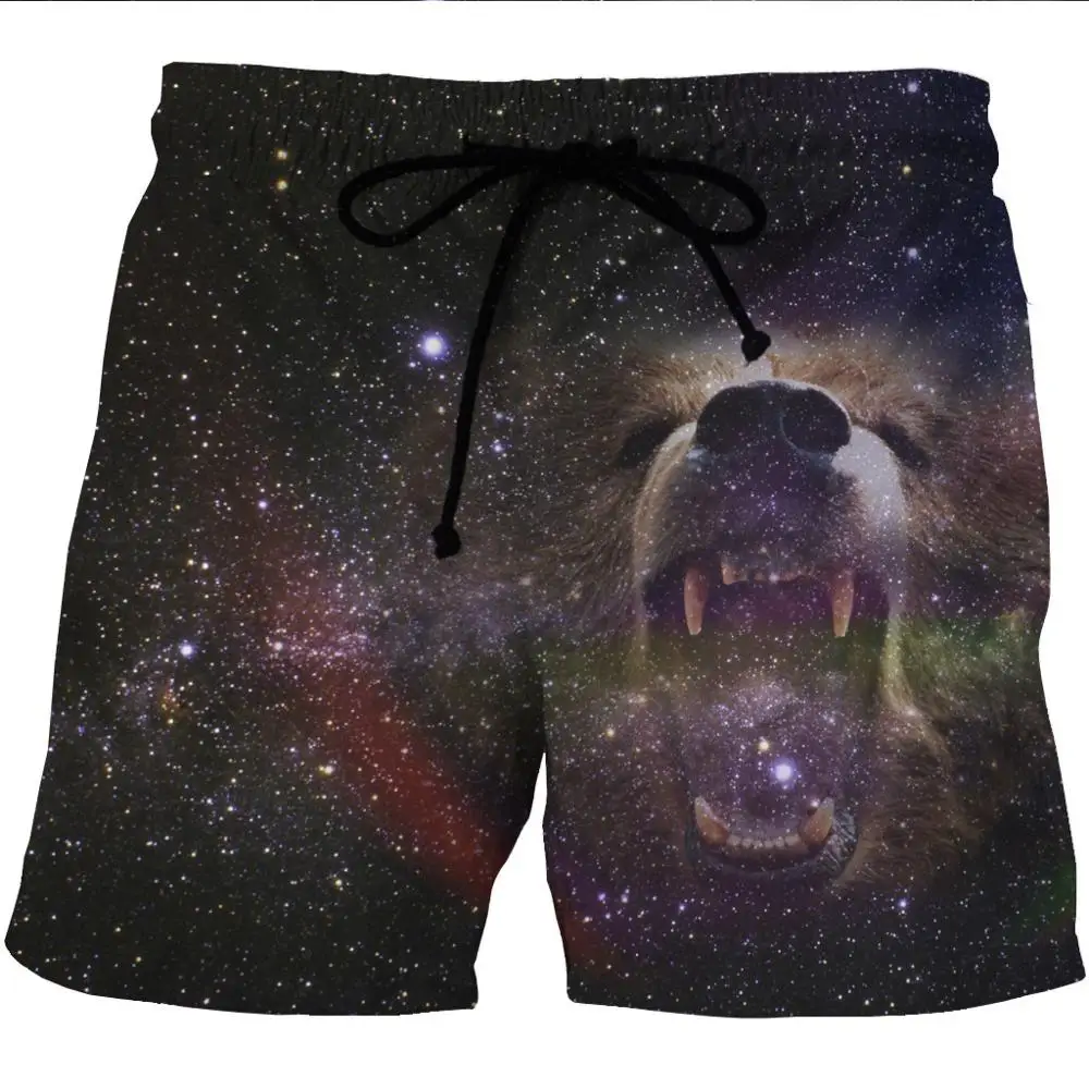 Man's Beach Shorts S-6XL Sport Short Pant Galaxy Lion 3D Print Thin Loose Gym Shorts Male Oversized Surfing Board Short Swimsuit