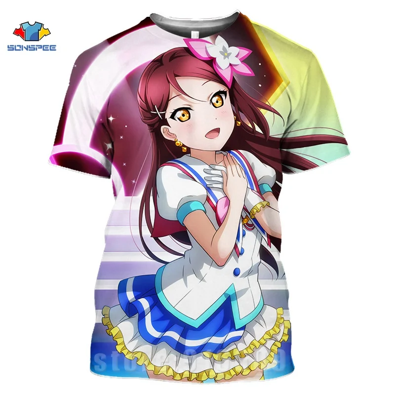 Japanese Anime Love Live Cosplay Shirt 3D Print Guitar Men\'s T-shirts Idol Girl Tshirts 3D Sunshine T-shirt Harajuku Women Shirt