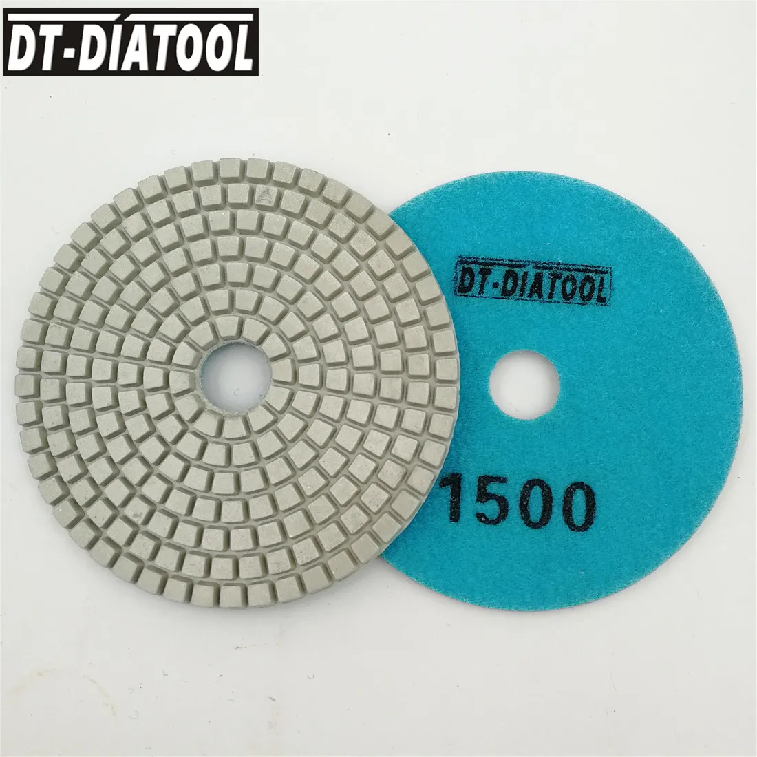 

DT-DIATOOL 10pcs Diameter 4"/100mm Diamond Wet Polishing Pads #1500 White Resin Bond Natural Stone Granite Marble Sanding Discs