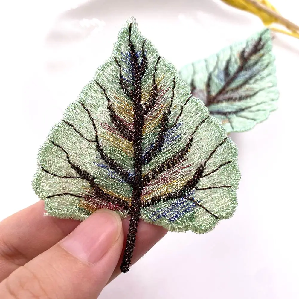 New Colorful Leaf Embroidered Clothes Patchs Wedding Sewing Applique for DIY Headwear Hat Decor Accessories Craft