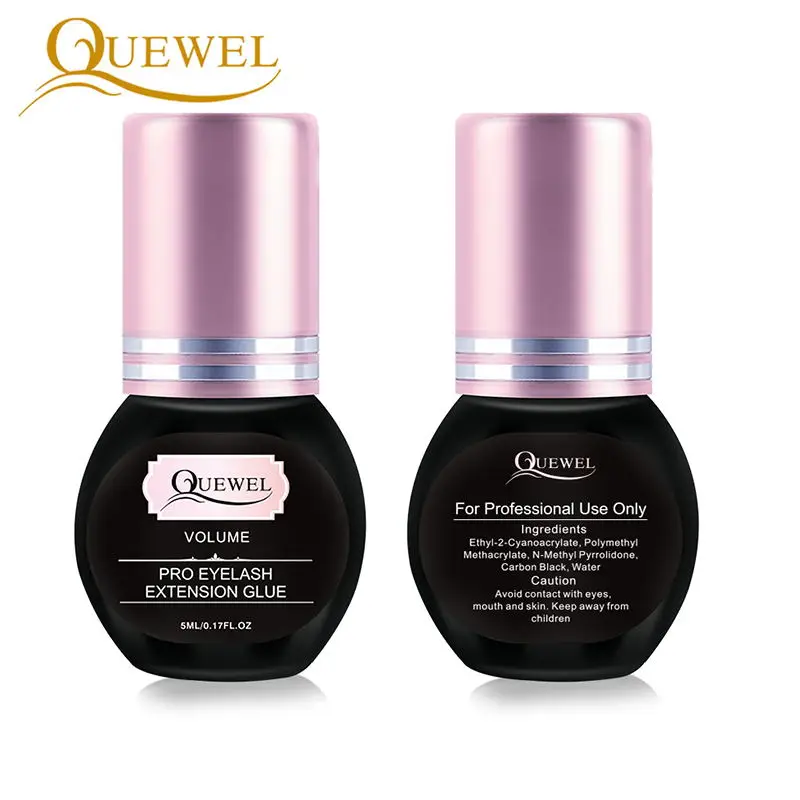 Quewel 5ml Eyelash Glue 1-2S Dry Volume Lashes Glue Fast Dry Individual False Eyelashes Extensions Black Adhesive 6-7 weeks