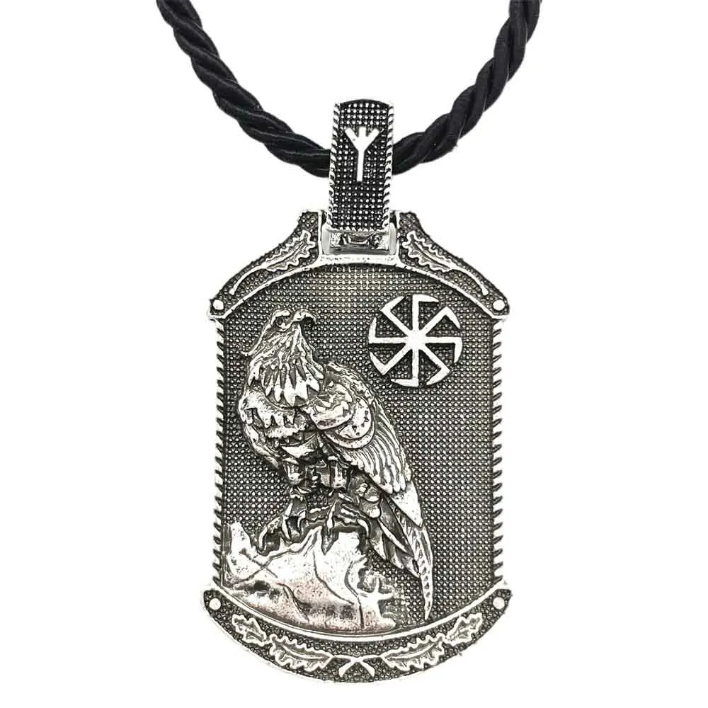 Eagle Slavic Kolovrat Talisman Jewelry Viking Runes Algiz Clasp Mens Pendants Necklaces Dropshipping