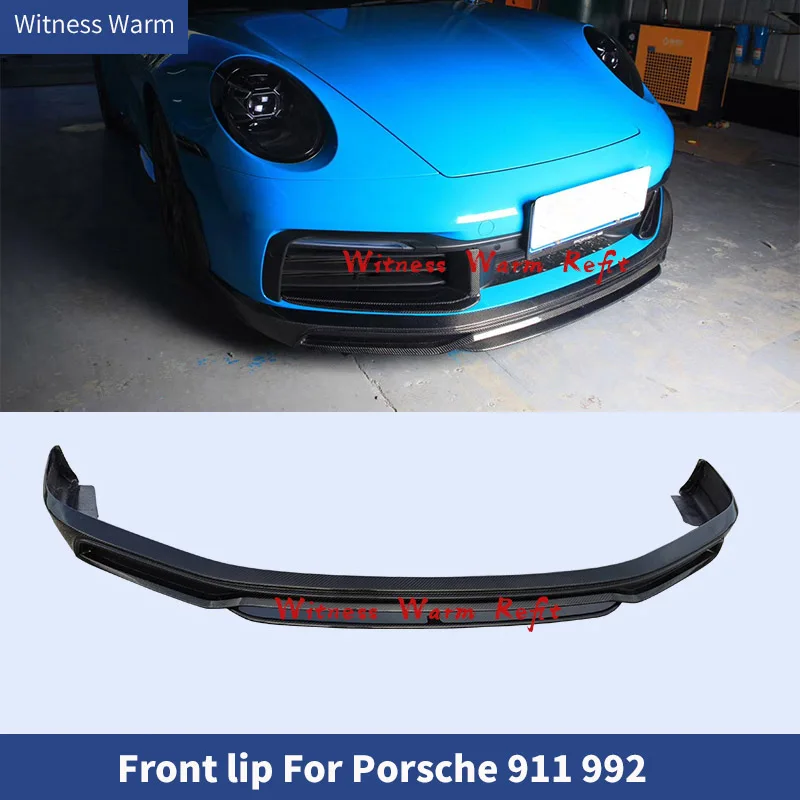 Carbon fiber FRP Front Bumper Lip Spoiler Splitters for Porsche 911 992 Carrera 991 2019 2020 car body kit