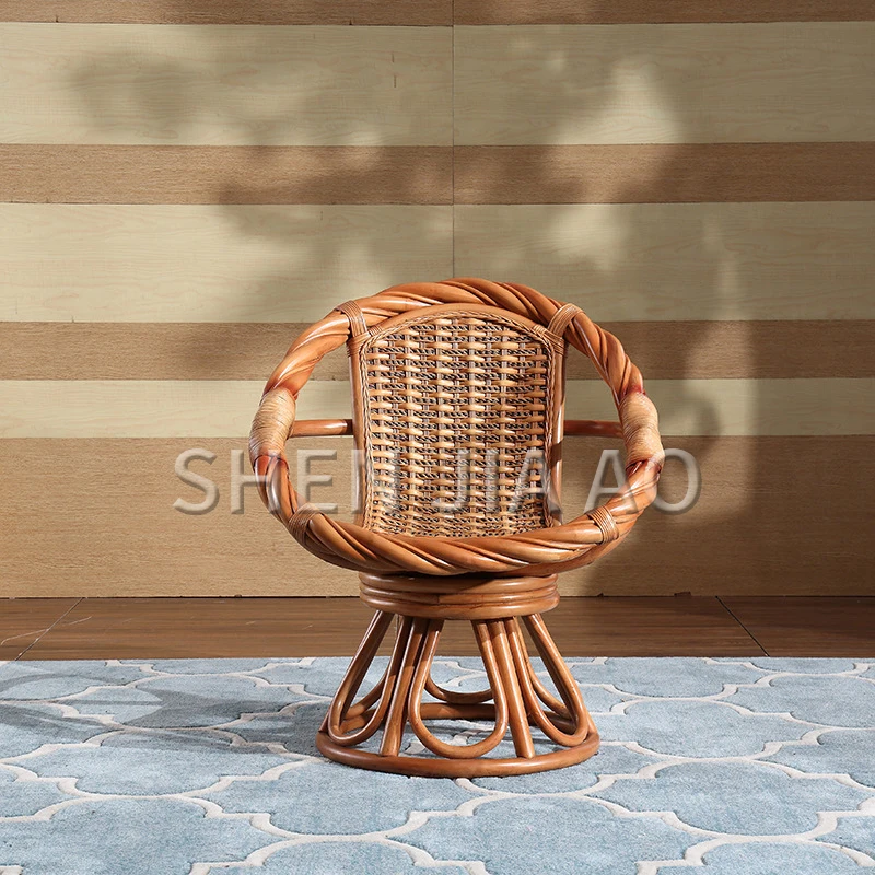 1PC Rattan Wicker Balcony Chair Living Room Lounge Chair Combination Natural Real Rattan Swivel Chair