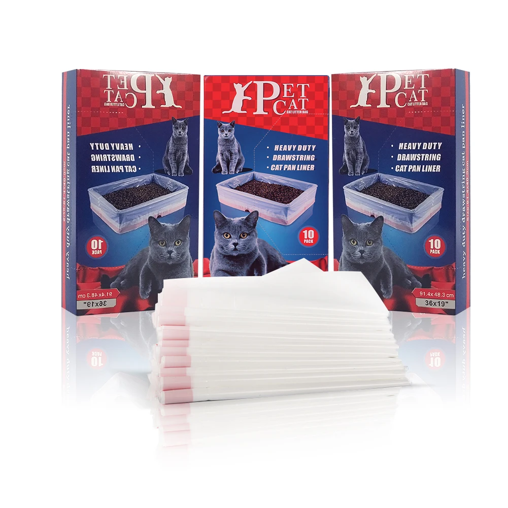 

10 Pieces Cat Litter Box Liners, Larger Thickening Drawstring Cat Litter Pan Bags Durable Pet Cat Supplies