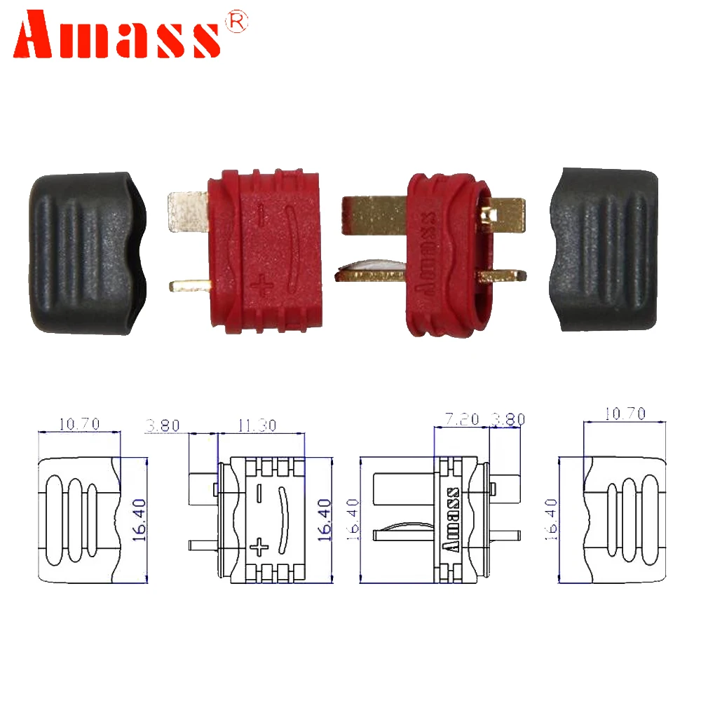 T plug Connector,5Pair Amass No-slip Tplug Connector 40A High Current For RC Battery/Multi-axis/Fixed-wing Model/Aircraft Toys