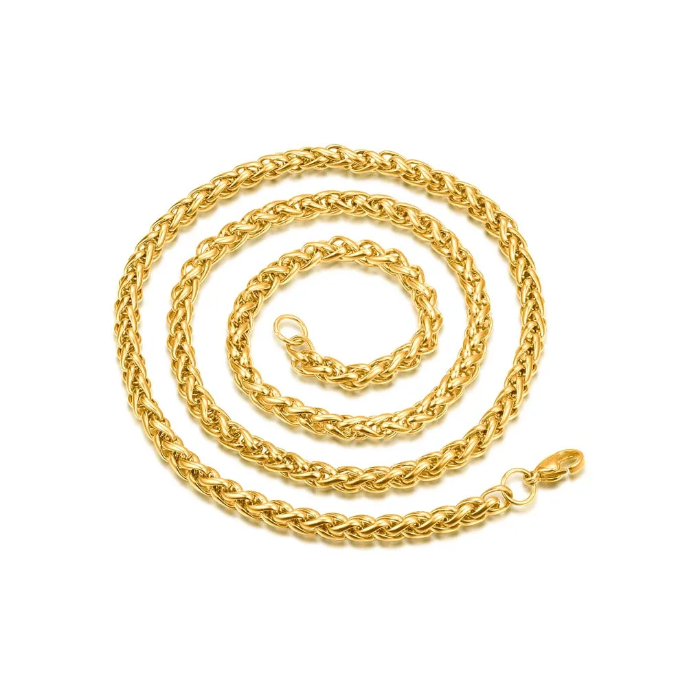 Wholesale 5MM Stainless Steel Golden Keel Chain Necklace Fashion Man Link Necklace Hip Hop Rock Style Length 50/55/60/70cm