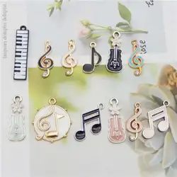 Julie Wang 12PCS Enamel Charms Mixed Musical Instrument Note Guitar Zinc Alloy Pendant Jewelry Making Accessory