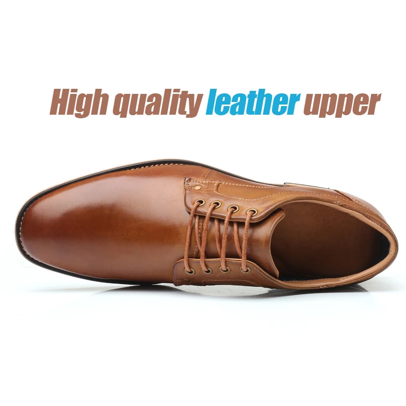 ZFTL New Men Business causal shoes man dress shoes large size genuine leather male lace-up leisure shoes handmade black/brown 41