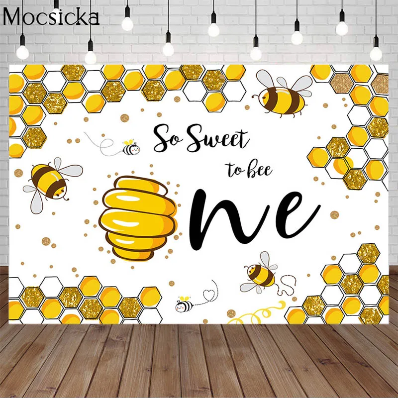 So Sweet To Bee Backdrop Honey Honeycomb Baby Shower Child One Birthday Party Cake Table Decor Supplies Photocall Background