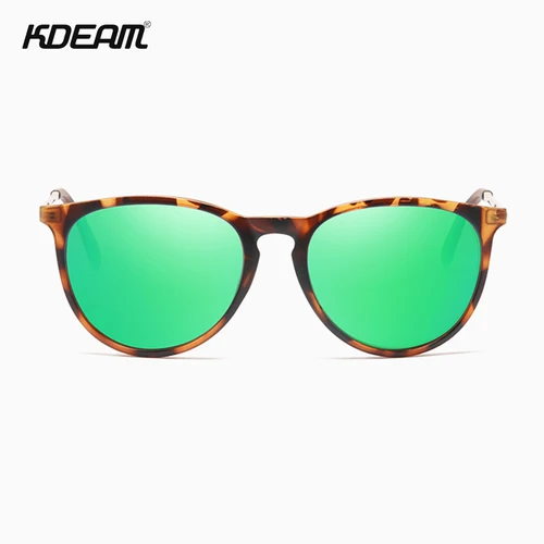 Imagen 2 del producto KDEAM-gafas de sol redondas para hombre y mujer, lentes de sol polarizadas con espejo, protección UV, estilo Retro clásico