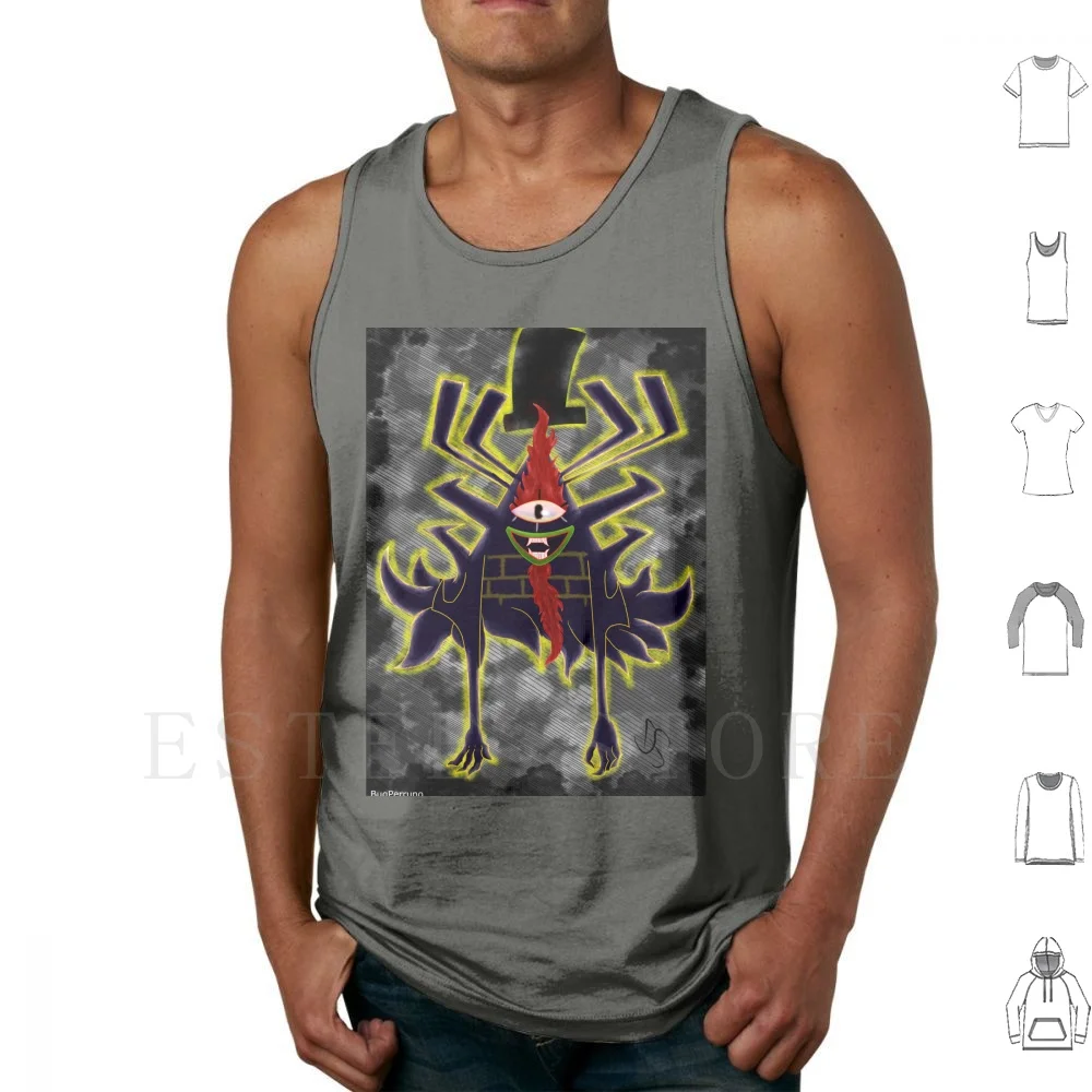 Billaku-Tank Tops Vest Bill Cipher Bill Aku Jack Demon Jack Cartoon Oc Black Yellow Creepy Halloween