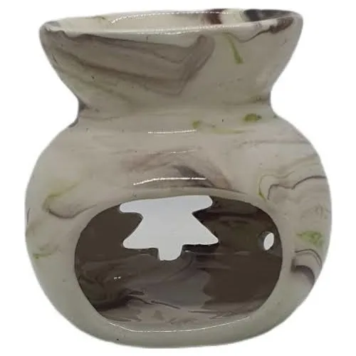 Expert Brown White Ceramic Pine Tree Motif Candle Holder censer