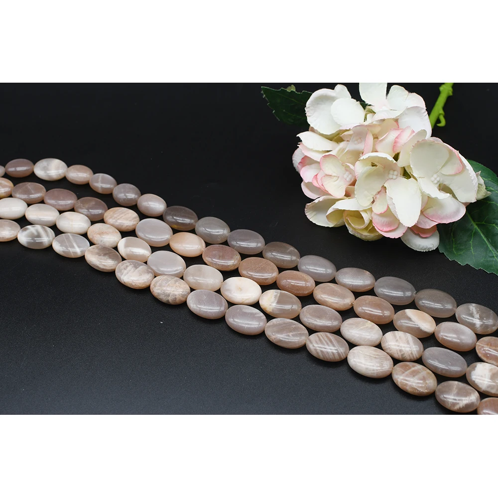 

17x22mm AAAAAA Wholesale natural orange moonstone Oval loose beads stone for jewelry making 15 "free delivery