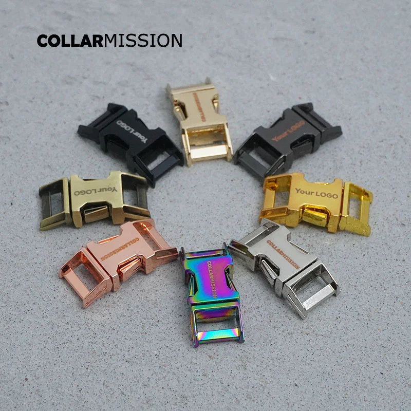 100pcs/lot Engraved side release buckle kirsite DIY dog collars parts durable high quality 10mm webbing strapping 8 kinds