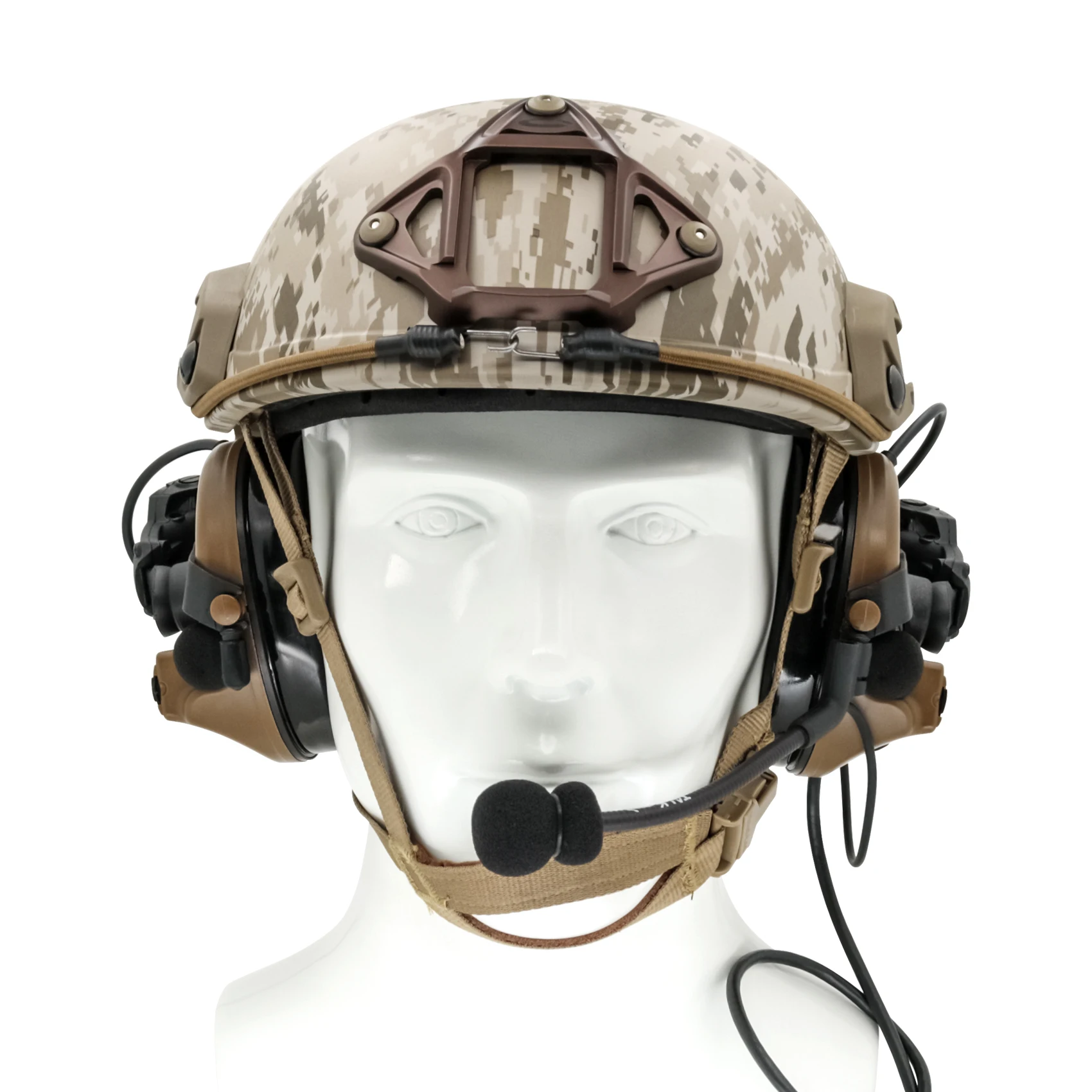Tactical sponge earmuffs, electronic noise reduction pickups, hearing protection COMTACII ARC helmet rail adapter(CB)