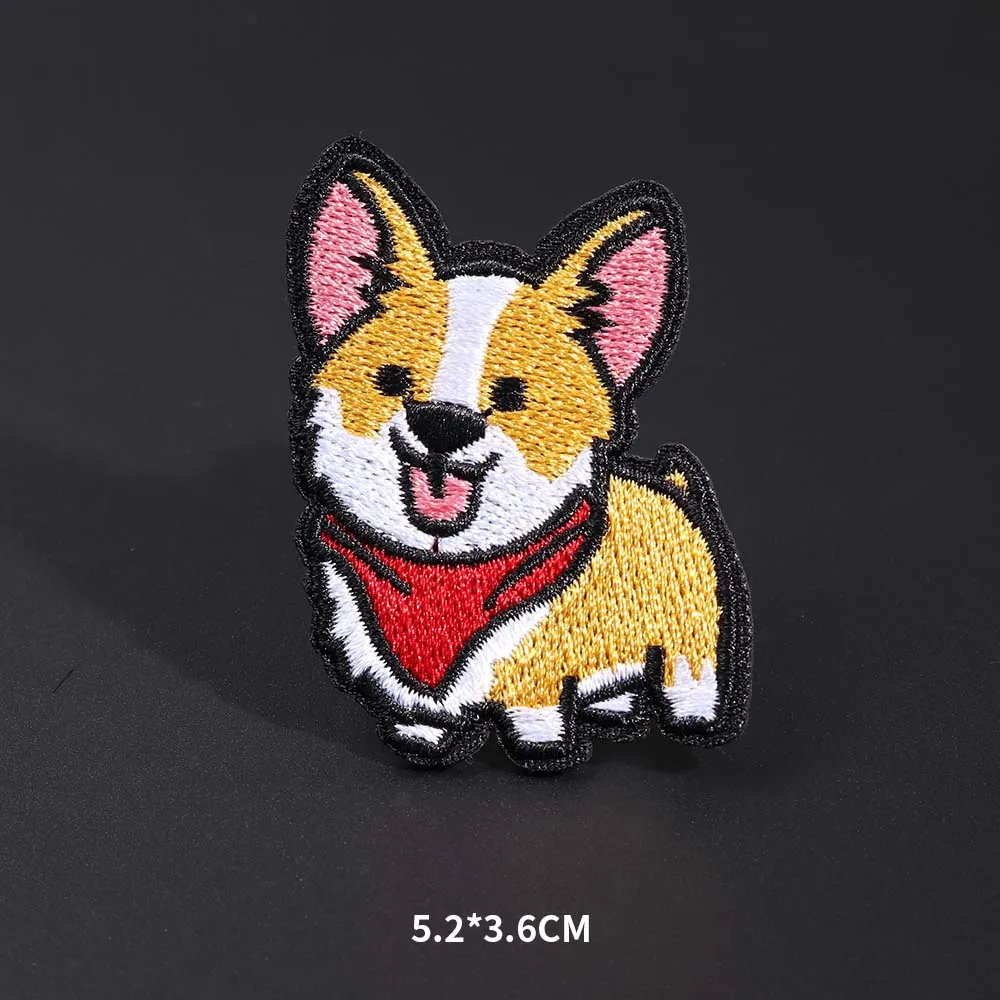 Cute animal cloth stickers three pet dog Corgi buttocks embroidery badges DIY ironing design on animal lovers T-shirts