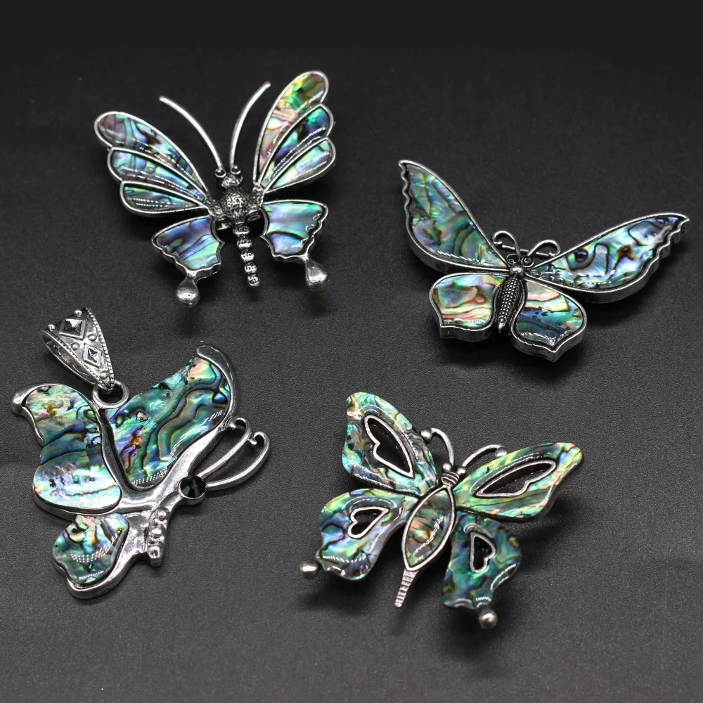 Natural Abalone Butterfly Brooches for Women Alloy Shell Brooch Pins Vintage Jewelry Accessories Necklace Pendants Gifts