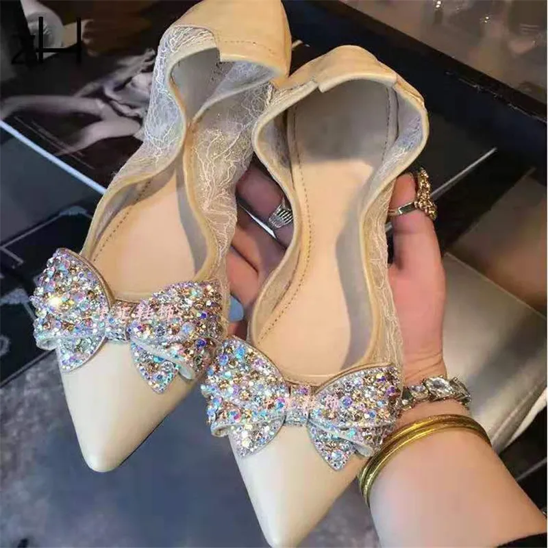 1pc Luxury Jewelry Bowknot Bow Crystal Bridal Wedding Party High Heels Shoes DIY Manual Rhinestone Shoe Decorations Shoe Flower