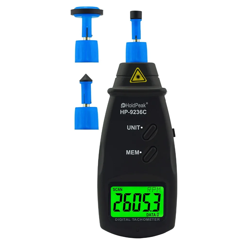 HoldPeak Laser Tachometer HP-9236C Speed Meter Digital Diagnostic-tool Photo LCD RPM Meter Engine Motor Non-contact Tachometer