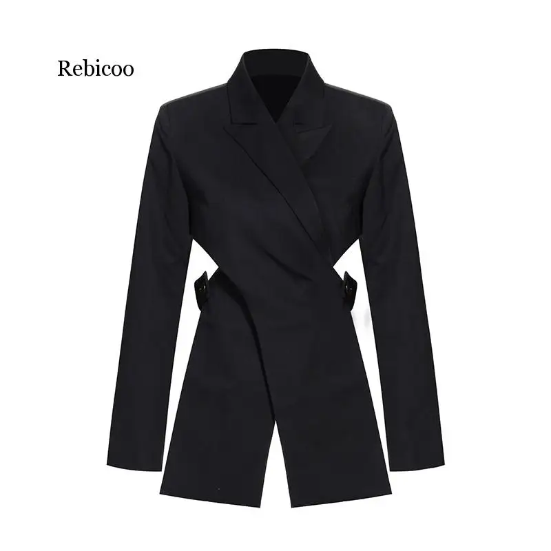 

Casual Patchwork Women Blazer Notched Long Sleeve High Waist Waistless Irregular Suits Female Fashion Clothing New