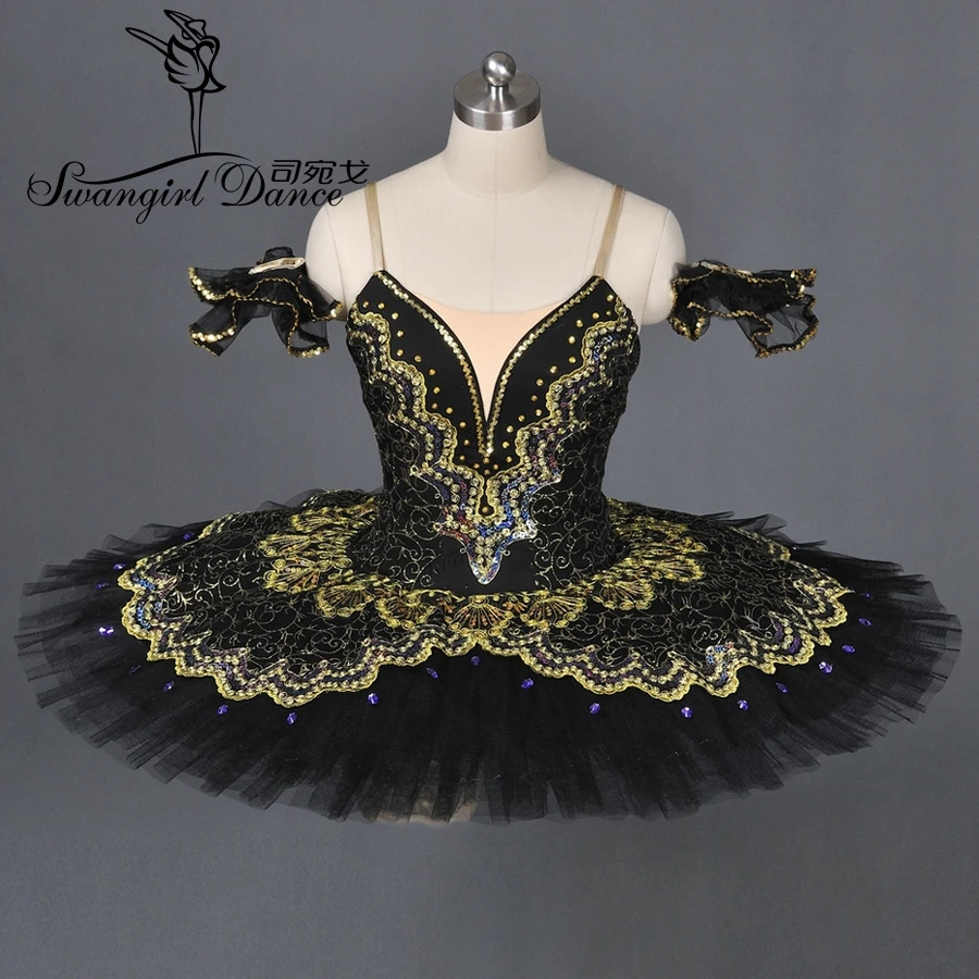 Tutu de Ballet Classique Noir/Or pour Fille Adulte, Professionnel, 8941