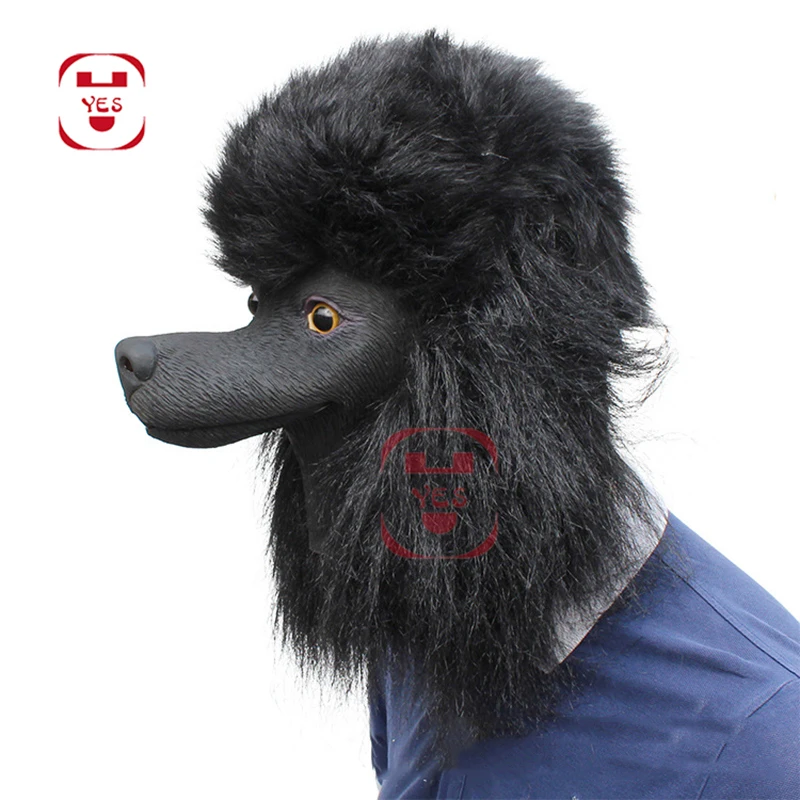 YES Latex Super Bowl Underdog Dog Head Mask Poodle Dog Mask Creepy Party Deluxe Halloween Adult Funny Costume Party Props