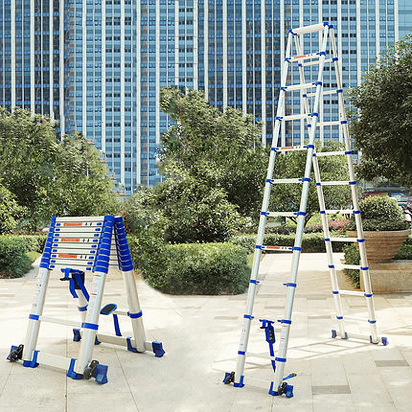 3.25M+3.25M High Quality Thickening Aluminium Alloy Herringbone Ladder Portable Household Telescopic Ladders 11+11 Steps JJS511