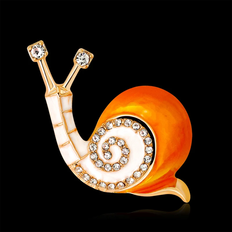 Fashion Enamel Cute Snails Insect Brooches Pins For Women Men Crystal Lovely Animal Party Coat Dress Suit Jewelry Kids Gifts