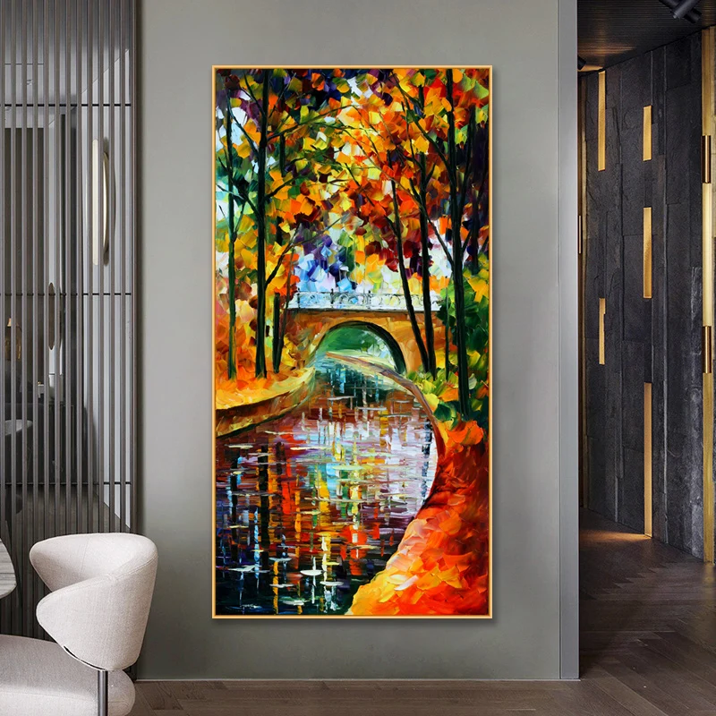 EECAMAIL 5D DIY Modern Abstract Full Diamond Painting Landscape Diamond Embroidery Porch Vertical Hanging Painting No Frame