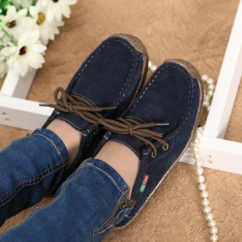 Casual Loafers Women fashion Shoes Ladies Flat Shoes Women Cowhide Genuine Leather Shoes Female Soft bottom Autumn Flats