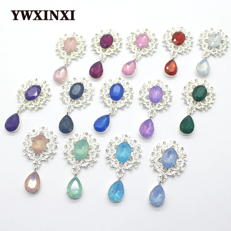 

YWXINXI 10Pcs new 45 * 25MM alloy rhinestone brooch, fashionable and gorgeous party holiday wine glass creative pendant