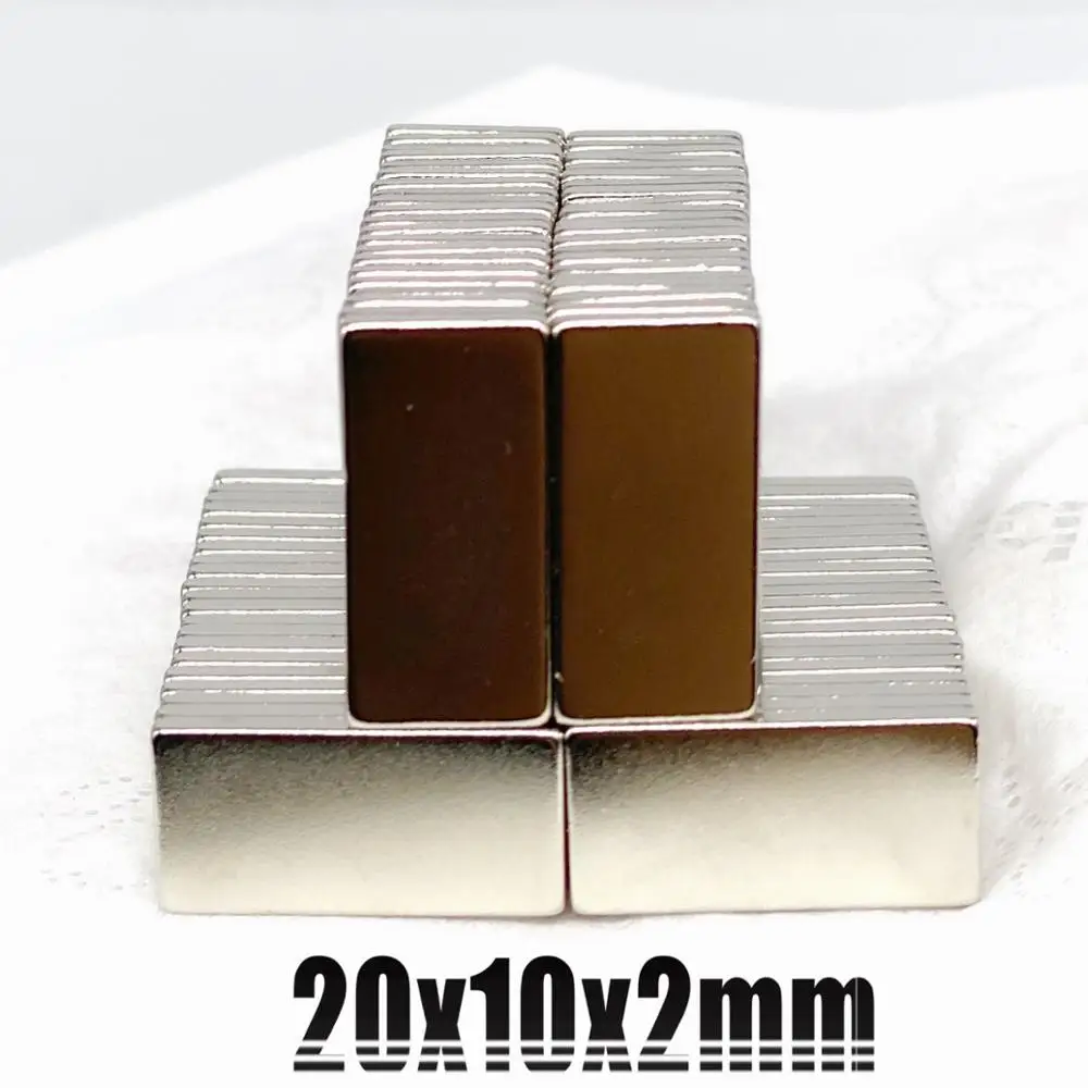 5/10//20/50Pcs 20X10X2 Neodymium Magneet 20Mm X 10Mm X 2 N35 Ndfeb Blok Super Krachtige Sterke Permanente Magneet