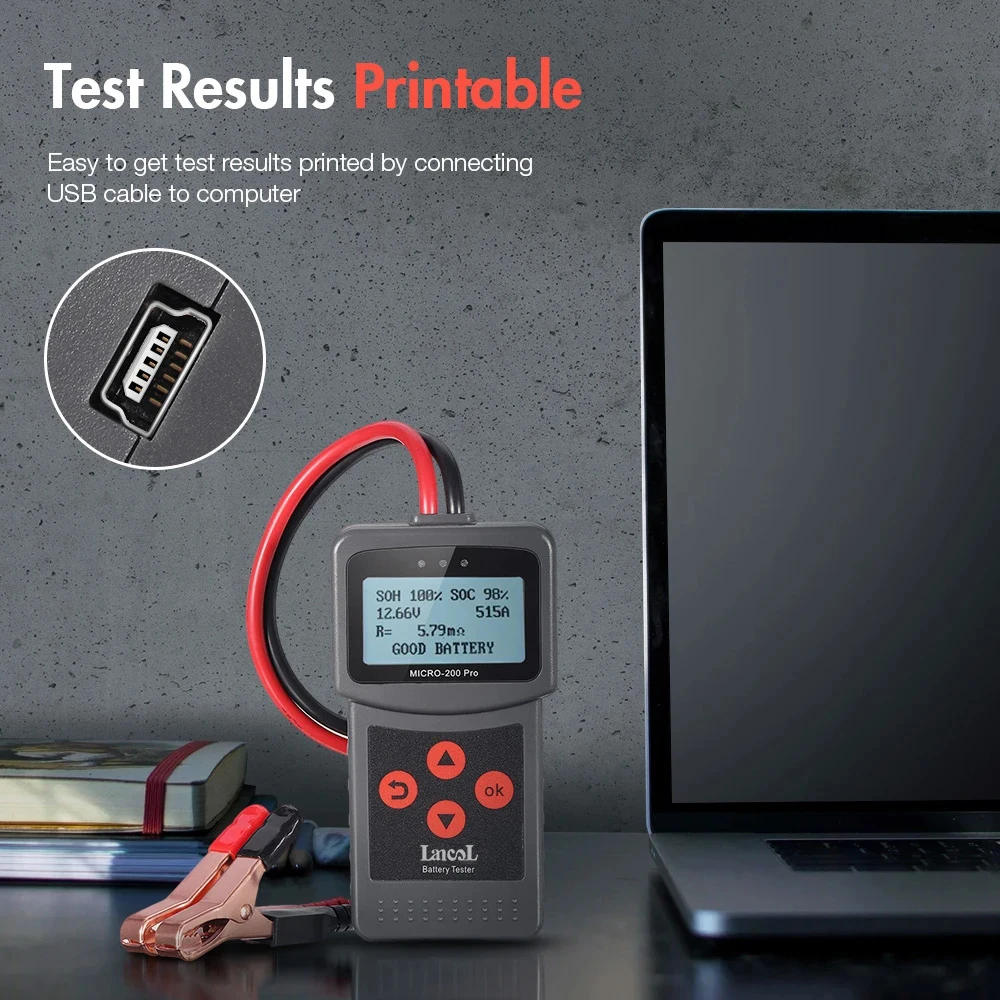 Lancol Micro200Pro 12V 24V Auto- und Motorrad-Batterietester 40 bis 2000CCA Startstrom- und Lade-Batterie-AGM-Gel-Kapazitätsanalysator-Werkzeuge – Detail 10