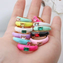 NeeFuWoFu Y2K Open Colorful Candy Rings for Women adjustable Gold Color Drip Metal Finger Matching Ring Trendy Party Jewelry