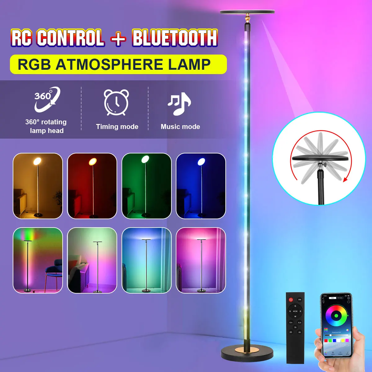 

RGB LED Floor Lamp Bedroom Bedside Decoration Floor Light Living Room Decor Indoor Standing Stand Lighting App Remote Control
