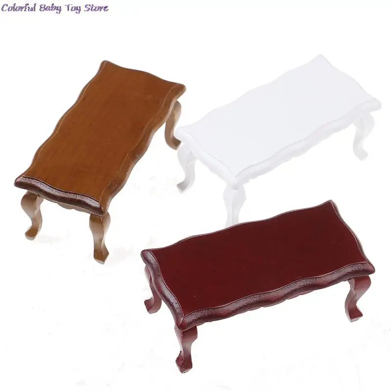 

3 Colors 1/12 Doll House Miniature Furniture Wave-Edged Wooden Coffee Table