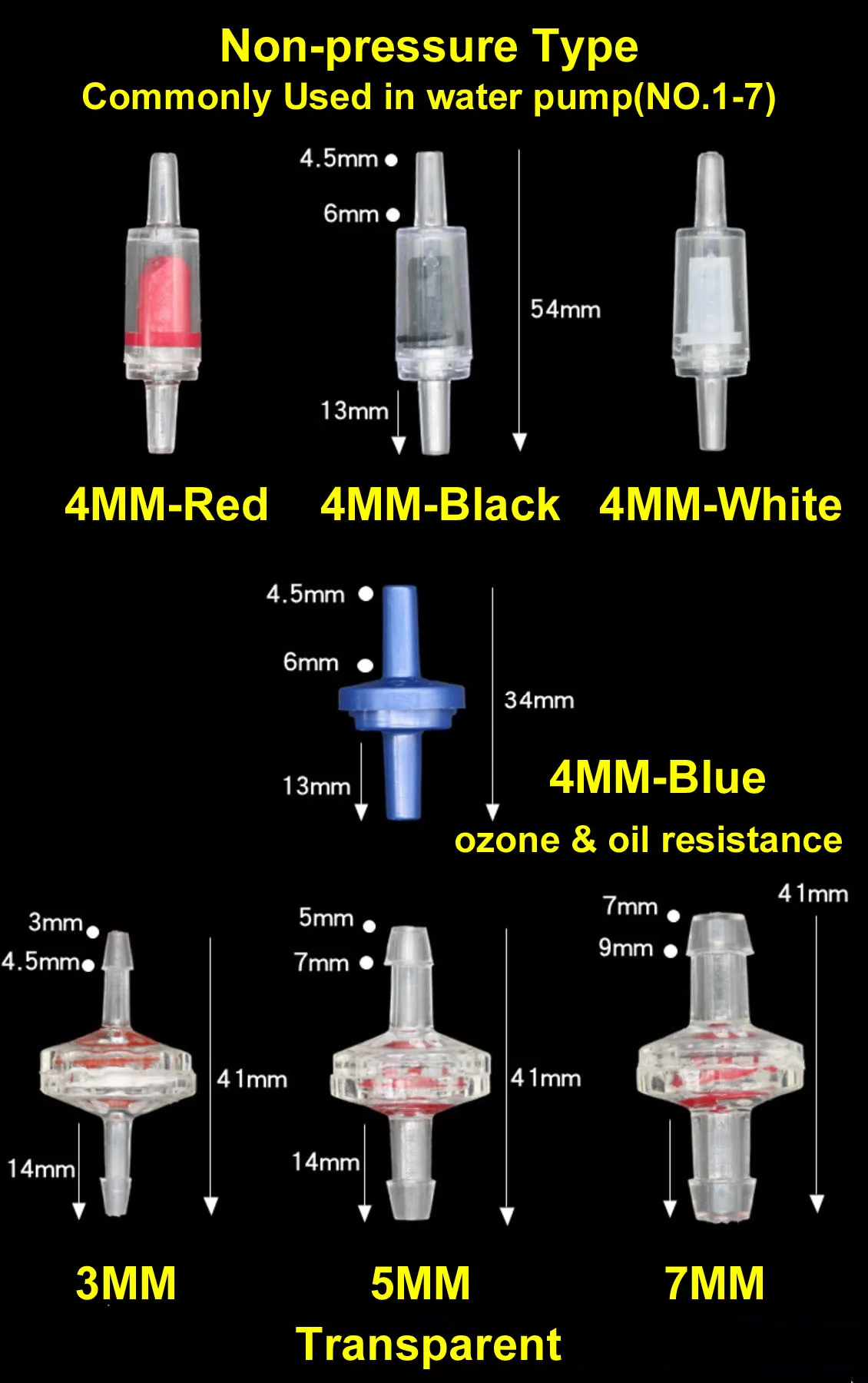 Válvula de parada Anti-reflujo, antiozono, resistente al aceite para manguera de silicona, 3MM, 4MM, 4,1 MM, 5MM, 5,1 MM, 6MM, 7,9 MM, 8MM, 10MM,