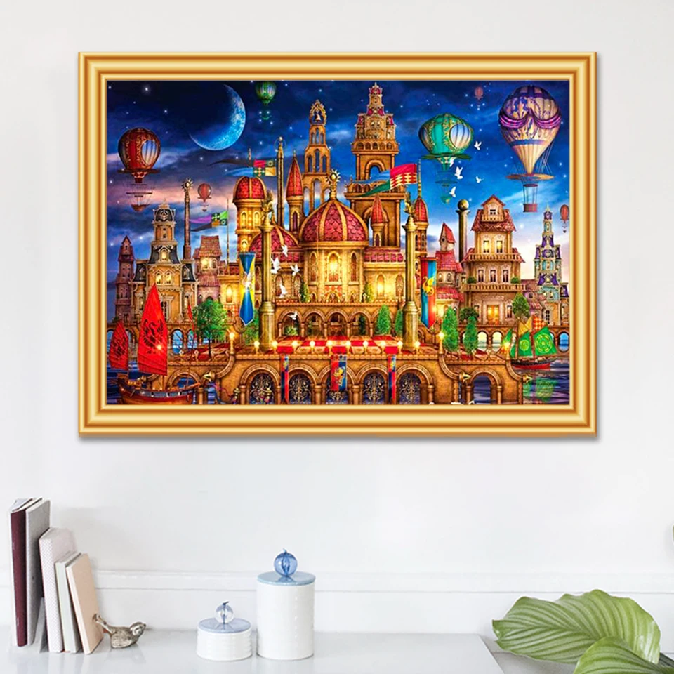 5D DIY Diamond Painting Landscape Scenery Starry Sky Cross Stitch Kit Full Drill Embroidery Mosaic Art Picture of Rhinestones