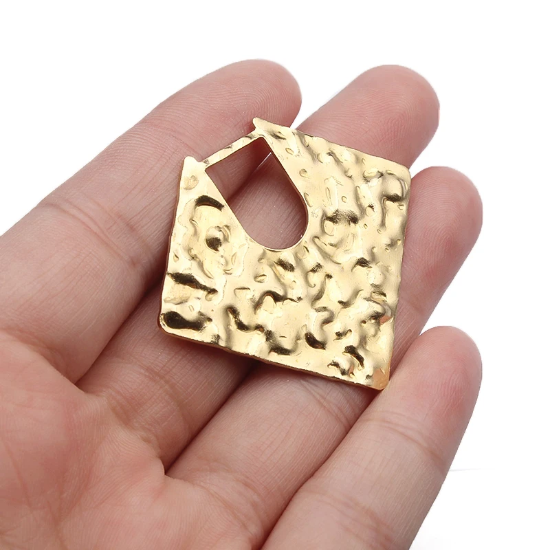 4pcs Brass 46x40mm Hammered Geometry Charms Pendant Hanging Earring Charms For DIY Jewelry Findings Making