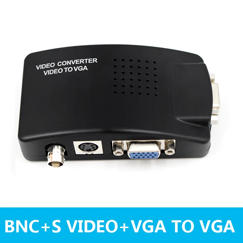 

S-Video/BNC VGA to VGA Video PC Converter Adapter with BNC + 4 Pin S-Video Color Black